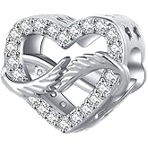 MiiFort In Loving Memory Angel Wings Infinity Heart Charm Compatible with Pandora Charms Bracelets