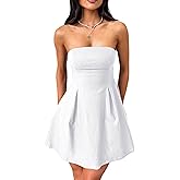 YMDUCH Women's Sexy Sleeveless Strapless Bow Tie A Line Party Club Short Mini Dress