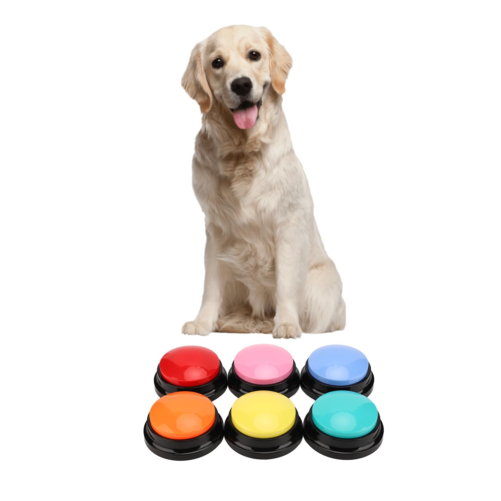 6 Color Recordable Buttons for Dogs, Dog Buttons for Communication, Dog Talking Button Set Pet Training Buttons, 30 Second Record & Playback, Teach Your Dog to Talk - 6 Color Packs