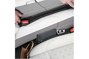 YGDMD 2PCS Car Seat Gap Filler Organizer,3 in 1 Car Seat Side Gap Filler with Hook for Avoiding Dropped Items,Universal No Drop Seats Guard for Filling Gaps 1.37-1.49 Inch Wide (Black)
