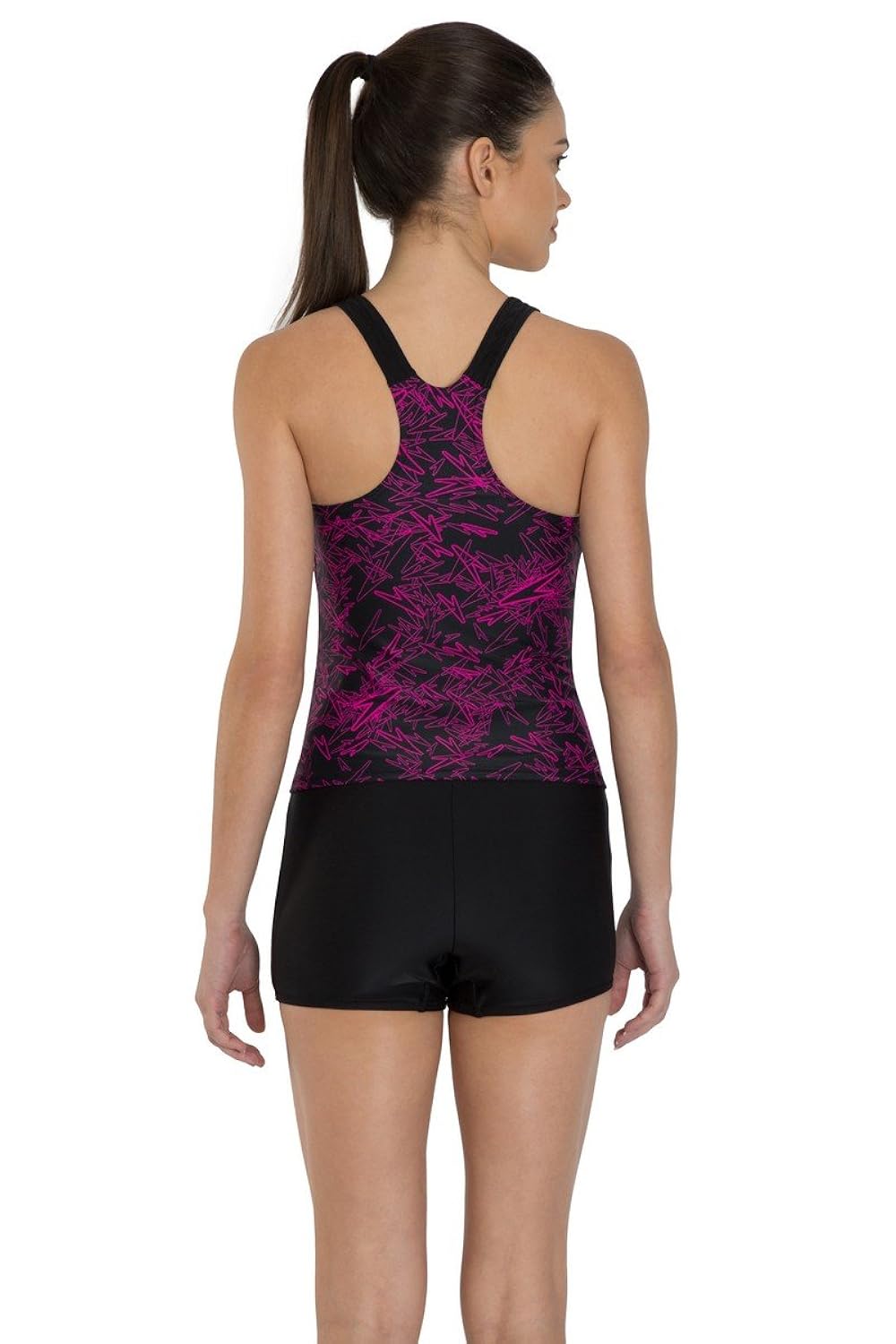 speedo female swimwear boom allover print tankini with boy leg