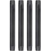 PIPE DECOR 1" x 12" Black Steel Plumbing Pipe, 4-Pack, Pre Cut Connector, Industrial Steel Grey Fits Standard One Inch Threaded Black Malleable Iron Fittings, Build Vintage DIY Furniture