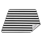 JSTEL Black White Stripe Picnic Blankets