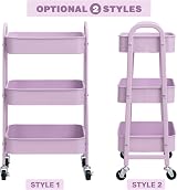 DOEWORKS Storage Trolley on Wheels 3-Tier Metal Cart Kitchen Utility Cart view 8