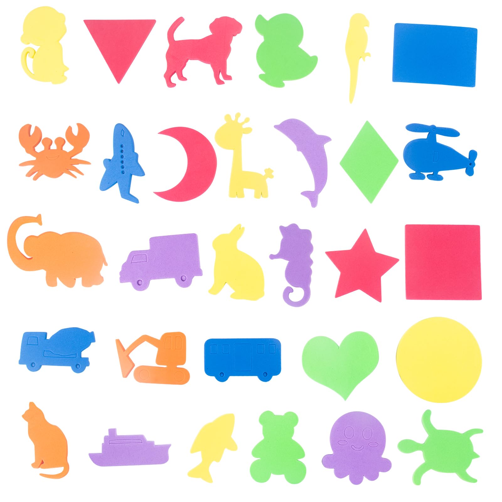 AYNKH 30 Pcs Foam Bath Animals And Vehicles And Graphics for Baby Learn, Removable Educational Bath Cartoon Graphics, Creative Soft Kids Foam Bath Toys