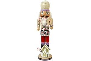 WVIOUOPU Christmas Gingerbread Nutcracker Decorations - 14 Inch Handmade Wooden Nutcracker Figures for Tabletop Festival Shelves Xmas Home Party Christmas Ornaments Gifts