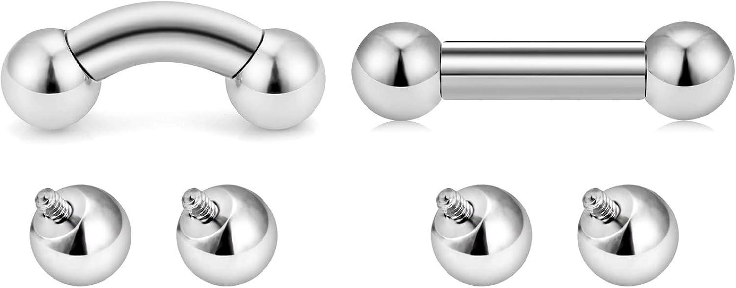 Longita PA Ring Internally Threaded Bent Curved Barbell & Straight