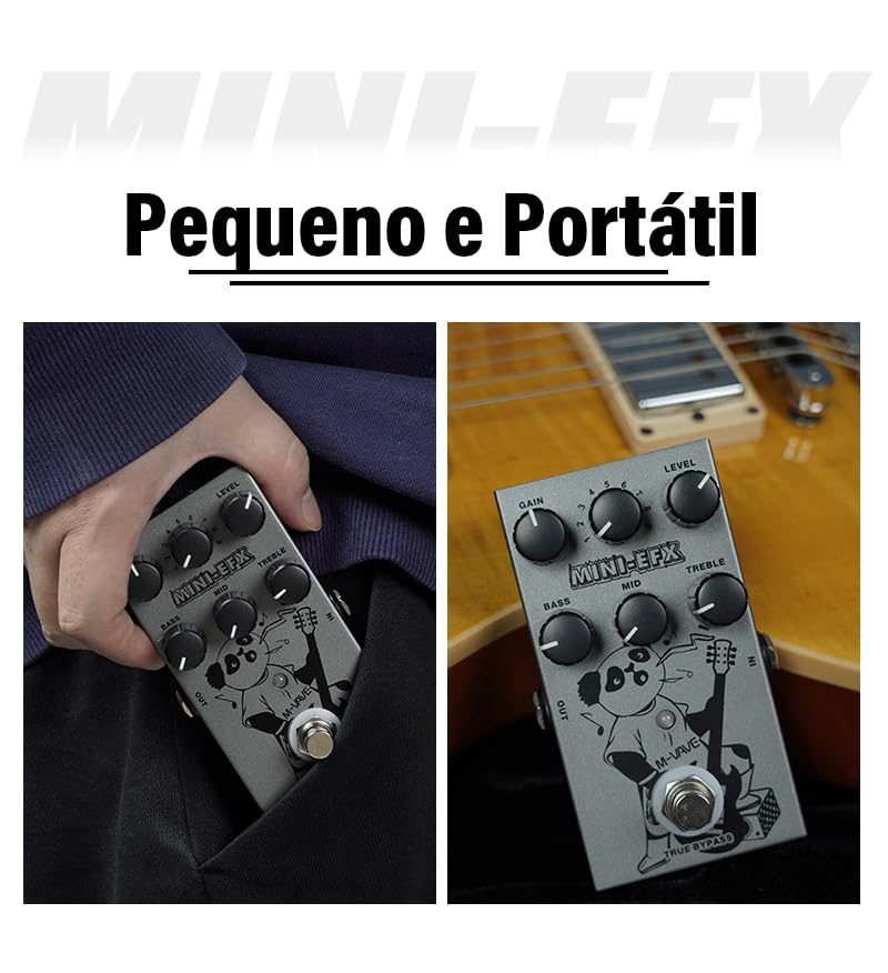 VEDO M-VAVE MINI-EFX Pedal de Efeitos Múltiplos para Guitarra Elétrica: 4 Overdrives, 4 Distorções, Boost, EQ de 3 Bandas, True Bypass e Design em Metal Compacto para Músicos
