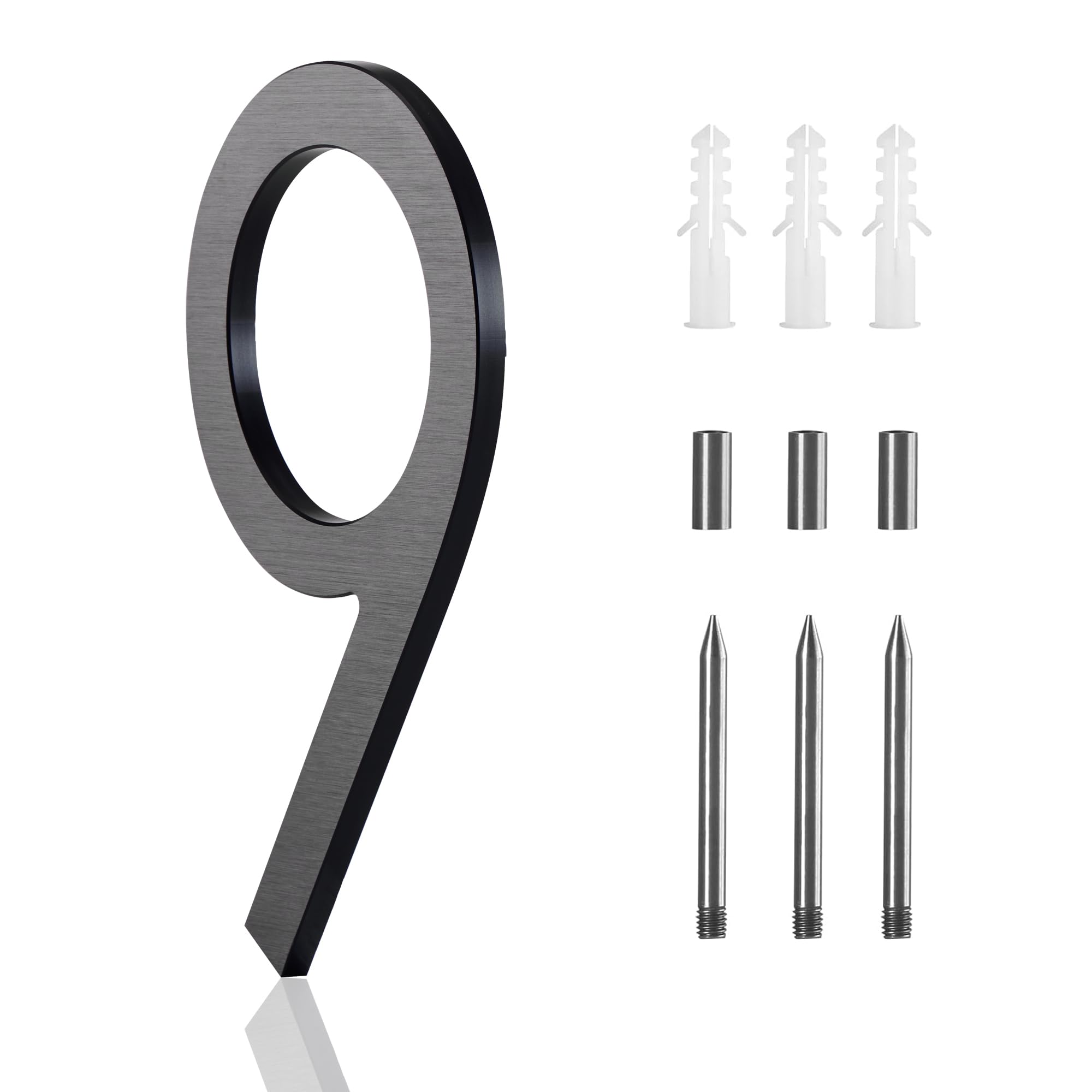 Photo 1 of 12 Inch Metal House Numbers For outside, Large Address Numbers For House, Extra Large Modern House Numbers For Outside Matte BlackFloating Flush MountAluminumHome Address Numbers 6/9