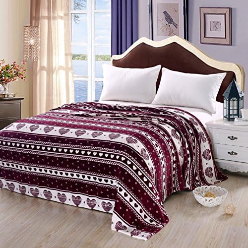 Corzon Enamorado Queen Size (86" x 86") Micro-Fleece Blanket - Burgundy