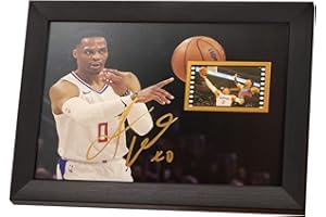 veratwo Signed Westbrook Basketball Poster Framed Photo Gift 8x6 Inches,with 1x 35mm Film Display,Cool Basketball Memorabilia Birthday Christmas Gifts for Boys/Men/Clippers Fans