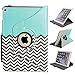 iPad Air 2 Case - E LV iPad Air 2 Case Cover SHOCK ABSORPTION (ROTATING STAND) PU LEATHER Case Cover for iPad Air 2 - [ZIGZAG]