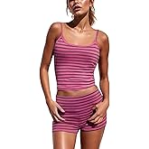 Morlaeley Women Y2k Polka Dot Pajamas Set Sleeveless Crop Tank Top Shorts Set Sexy 2 Piece Summer Lounge Sets