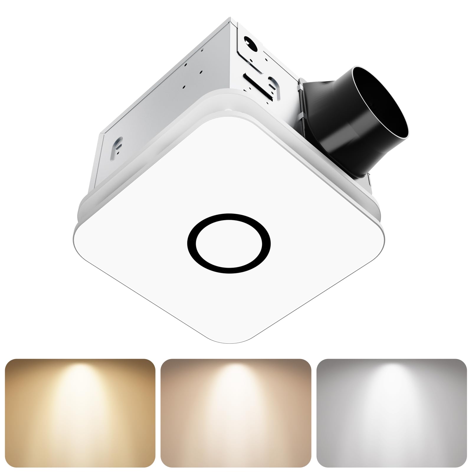 Photo 1 of 2-in-1 Bathroom Exhaust Fan with Light, 32W Quiet Vent Fan - 130 CFM & 1.5 Sones, 1200lm LED Light - 3000K/4000K/5000K Adjustable, Easy to Install, Bathroom Fans for Home, Bath, Hotel, Etc.