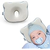CIRIRE Memory Foam Baby Cushion, Soft Cozy Machine-Washable, Head and Neck Support Breathable Anti-Slip Design for Infants for Small Boys and Girls Tummy Time(Beige)