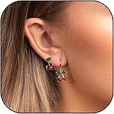 Cherry Earrings Rhinestone Cherry Earrings for Women Cute Fruit Cherry Drop Earrings Red Cute Jewelry