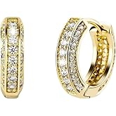 2ct Moissanite Hoop Earrings for Men, Hoops Earrings Brilliant Round Iced Out, D Color VVS1 18K White Gold Plated 925 Sterling Silver Hypoallergenic, Lab Created Diamond Gift For Him Boyfriend White