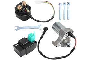 Vkinman 3 Bolt Starter Motor & Solenoid Relay & CDI Kit, for 50cc 70cc 90cc 100cc 110cc 125cc ATV Dirt Bikes Go Karts Pit Bik