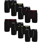 Reebok Mens Boxer Briefs - 8 Pack 6'' Inseam Soft Stretch Performance Mens Underwear Athletic Boxer Briefs with Contour Pouch