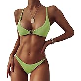 ZAFUL Women's O Ring Bikini Set Cheeky Swimwear Sexy String Swimsuits Two Piece Bathing Suit