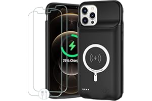 BOVSRT Battery Case for iPhone 12/12 Pro, 10000mAh Portable Protective Charging Case with Wireless Charging Compatible with iPhone 12/12 Pro (6.1 inch) Battery Pack Charger Case with Carplay (Black)