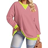 DOLNINE Plus-Size-Sweatshirts for Women Oversized Long Sleeve Tops Casual Crewneck Colorblock Pullover Tunic Shirts
