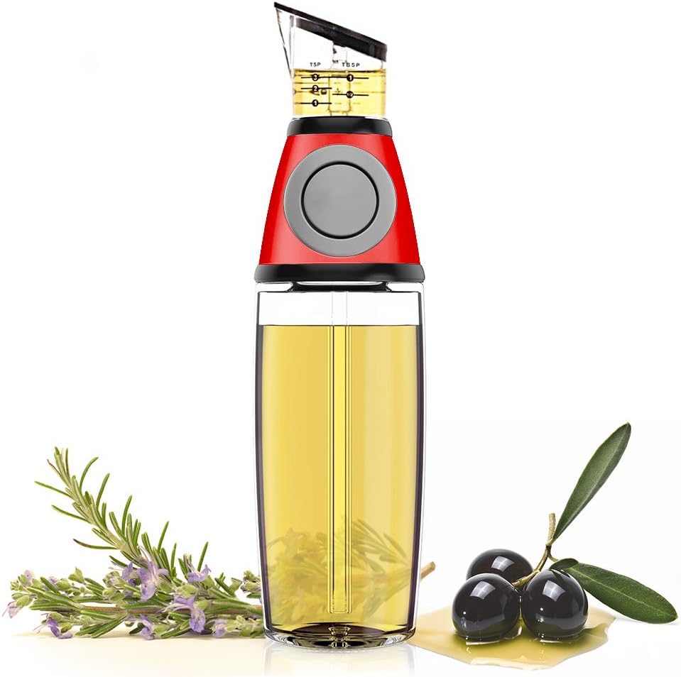 My Oil Infuser | Highest Precision Press and Measure 17oz Oil Herb Infuser Dispenser, Nonspill Dripless Spout, Clear TSP TBSP ML Markings, Premium Glass, Silicone and ABS, Dishwasher Safe