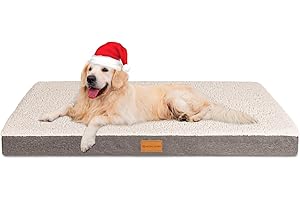 Patas Lague Orthopedic XXL Dog Bed for Extra Large Dogs 48''X30'', Waterproof Big Large Dog Beds with Removable Washable Cover, Egg Crate Foam Pet Bed Mat with Nonskid Bottom, Ivory