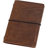 newestor Pocket Travelers Notebook, Refillable Leather Travel Journal for Men & Women, Notebook Cover for Field Notes, Moleskine Small 3.5 x 5.5 Inches, Brown