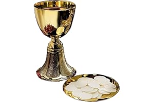 Gold Plate Brass Chalice with Paten, 12 Ounce
