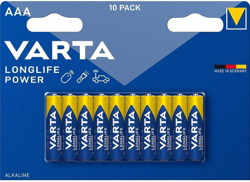 Longlife Power Batterie AAA Micro LR03 (pacco da 10) Batteria alcalina - Made in Germany - Ideali per giocattoli, torce, controller e altri dispositivi a batteria