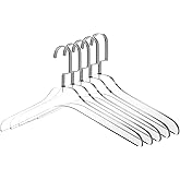 Quality Hangers Clear Acrylic Lucite Coat Suit Hangers - Stylish Clothes Hangers with Silver Hooks - Coat Hanger for Dress - Closet Organizer Adult Hangers - Matte Silver - 5 Pcs