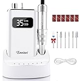 Enniewi Electric Nail Drill File, Professional Portable Nails Drills Kit with Rechargeable Base 7 uñas Bits, Cordless Efile for Poly Gel Acrylic Nails Remover Home Salon Pedicure Manicure Tool, White