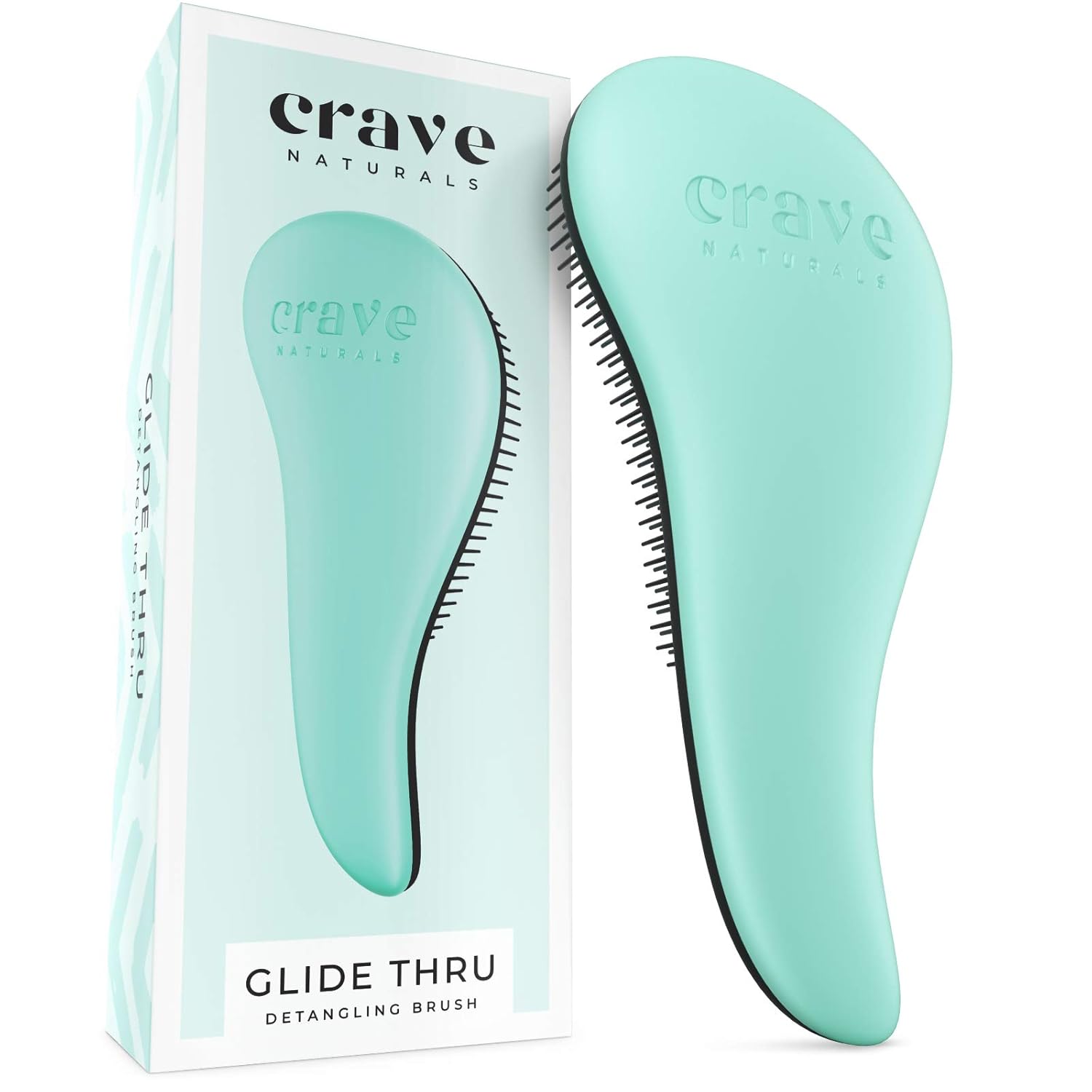 Crave Naturals Glide Thru Detangling Brush for Adults & Kids Hair - Detangler Comb & Hair Brush for Natural, Curly, Straight, Wet or Dry Hair (TURQUOISE): Beauty