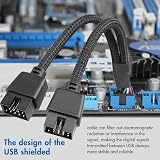 HALOULENI 2x USB 2.0 9Pin Female to Dual 9Pin Male Header Splitter Cable view 6