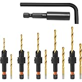 YQANDL 12Pcs HSS Adjustable Countersunk Drill Bits for Woodworking | Sizes #4, #6, 8, #10, #12, Magnetic Extension Drill Bit, Storage Box, Professional Countersink Drill Bit Set