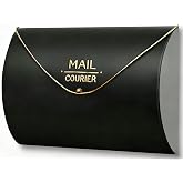 Yielycan Large Black Outdoor Wall Mount Mailbox, 13.3 x 10.35 x 3.5 Inch | Waterproof powder-coated metal resists rust and holds mail, magazines, and packages; ideal for homes, apartments, or offices.