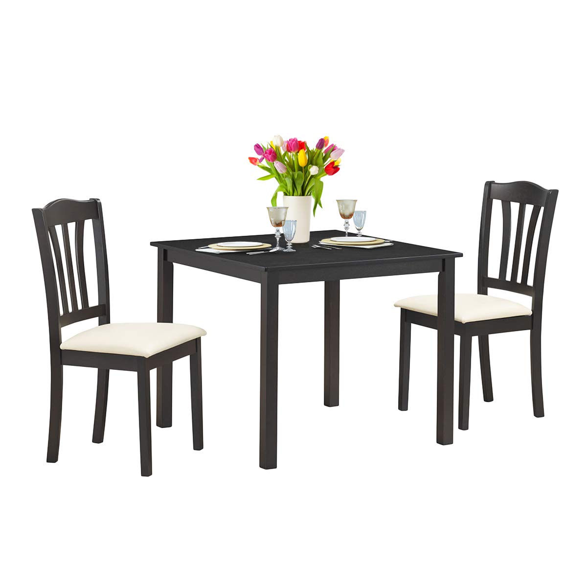 Giantex 3 Pcs Dining Table Set With 2 Upholstered Chairs Wood Dining Kitchen Table Set Home Furniture Set Coffee Buy Online In Zimbabwe At Desertcart Co Zw Productid 189251638 desertcart