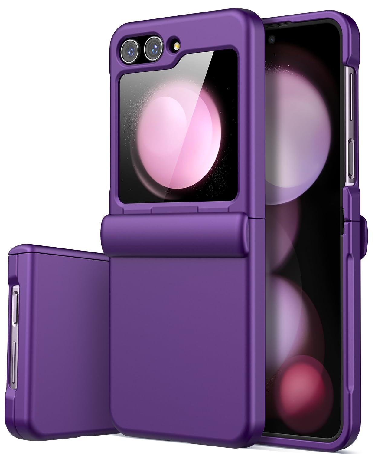 Vihibii for Samsung Galaxy Z Flip 5 Case with Hinge Protection & Front Screen Protector, Slim Fit Stylish Shockproof Rugged Full Body Protective Phone Case for Samsung Galaxy Z Flip 5 5G, Dark Purple