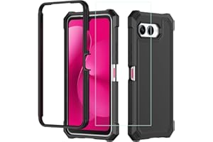 AULZAJU for T-Mobile Revvl 8 5G Phone Case with Screen Protector,Revvl8 Case Front Soft Bumper PC Hard Back Full Body Protection,Rugged Military Grade Shockproof Corner Cover for Tmobile Revvl 8 Black