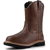 SUREWAY Mens 10 in Soft/Steel Toe Waterproof Wellington Boot,Heavy Duty Pull On Work Boots for Men,Full Grain Leather,Goodyear Welted,Superior Slip Resistant