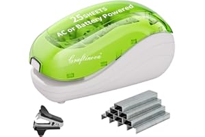Craftinova Electric Stapler，Including 2000 Staples and 1 Staple Remover, Suitable for Palm Size and high Comfort，25 Sheet Capacity, AC Adapter or Battery Powered，Battery not Included
