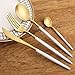 Stainless Steel Flatware Set, Morgiana 4-Piece Flatware Cutlery Set Including Fork Spoons Knife Tableware for Home,Hotel,Restaurant (White+Golden 1)
