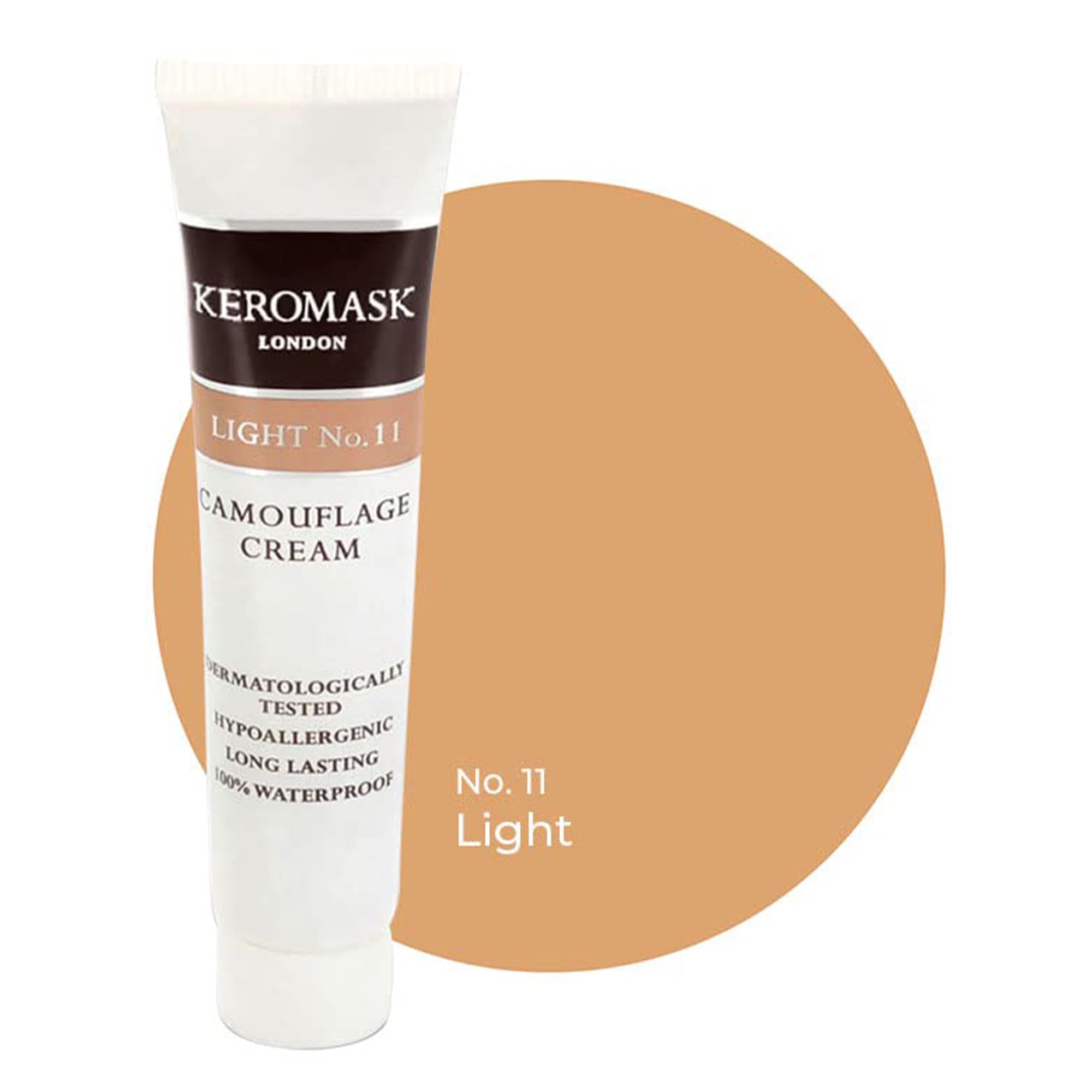 Keromask Full Coverage Hypoallergenic Concealer Shade LIGHT No 11 to Camouflage Vitiligo, Tattoos, Redness and Rosacea, Waterproof and Suitable for All Skin Types 1 x 15ml — image 1