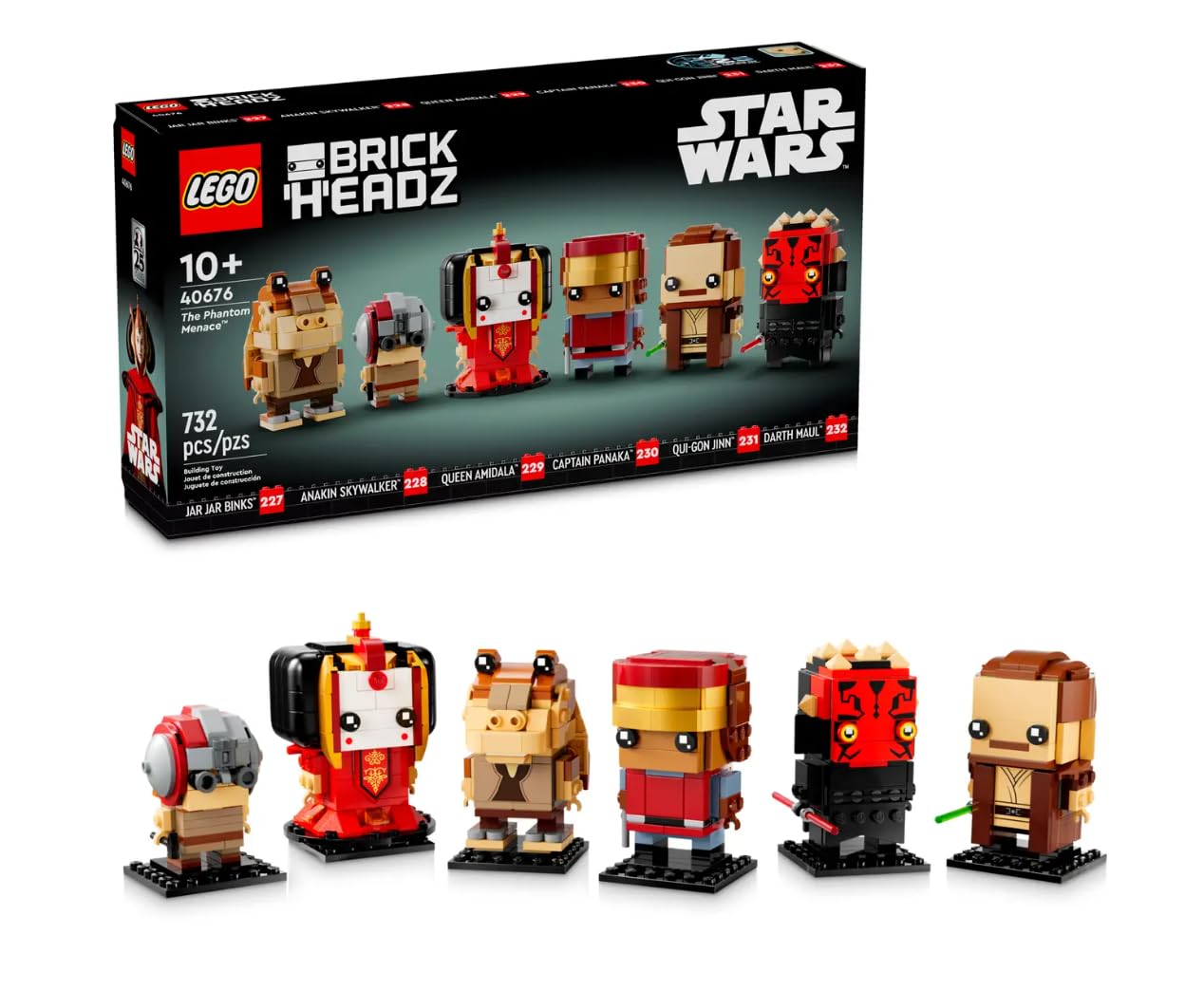 LEGO 40676 Brickheadz Star Wars The Phantom Menace 10+ 732 Pieces With Buildable Figures of Various Characters