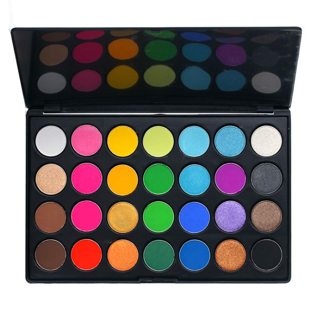 28 Color Bright Blendable Eyeshadow Palette Shine Matte Shimmer Powder Makeup Kit, Brights, (2)