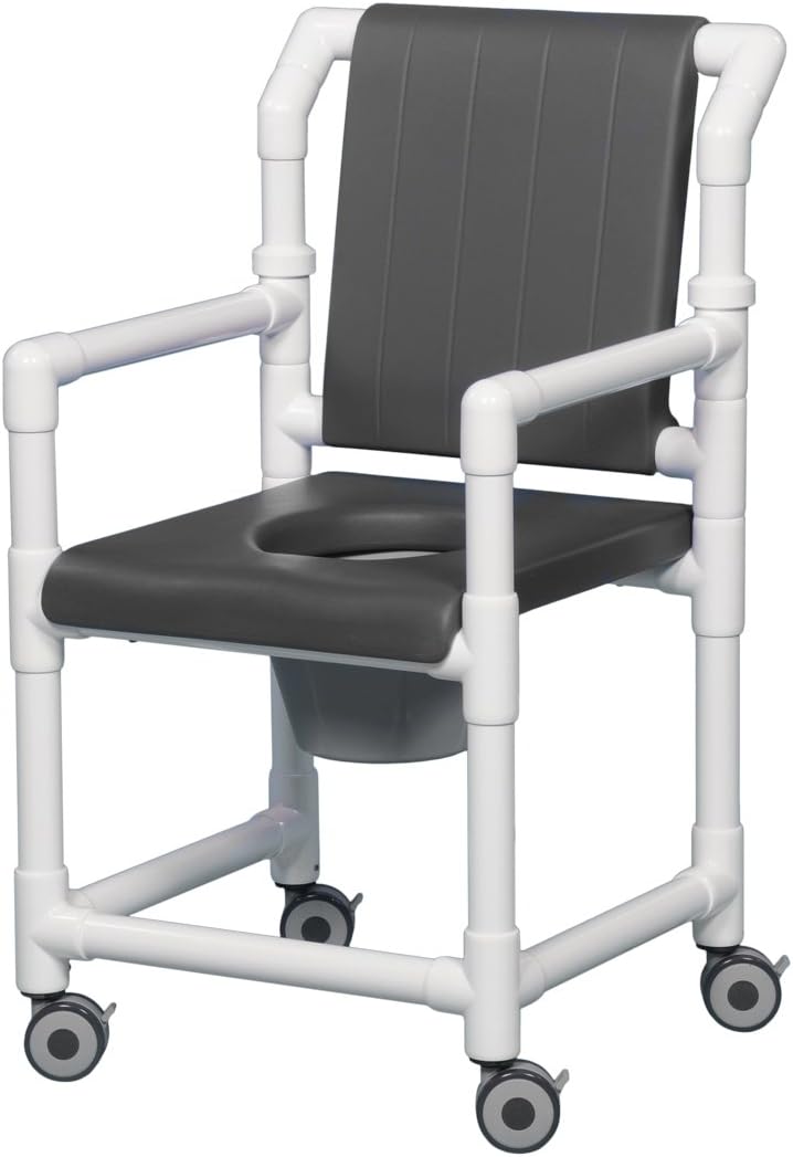 Closed Front Seat Deluxe PVC Rolling Shower Chair Commode SCC701 B/G/N (Gray)