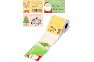 Phomemo M110 Thermal Labels 100 Pcs 2 x 3.2 Inch(50x80mm) Gift Tags for Holiday with 3 Patterns, Christmas Sticker Label Also