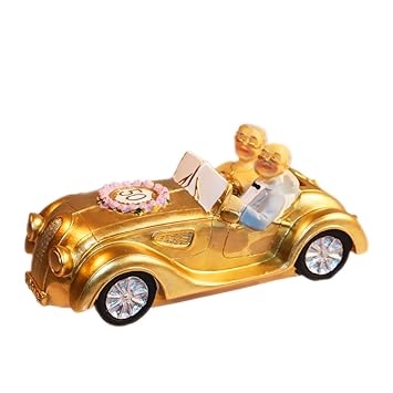 Nanxin Love Grandparents Parents 50th Anniversary Wedding Statues Golden Marriage Loving Elderly Couples In Golden Car Collectible Figurines Old Age