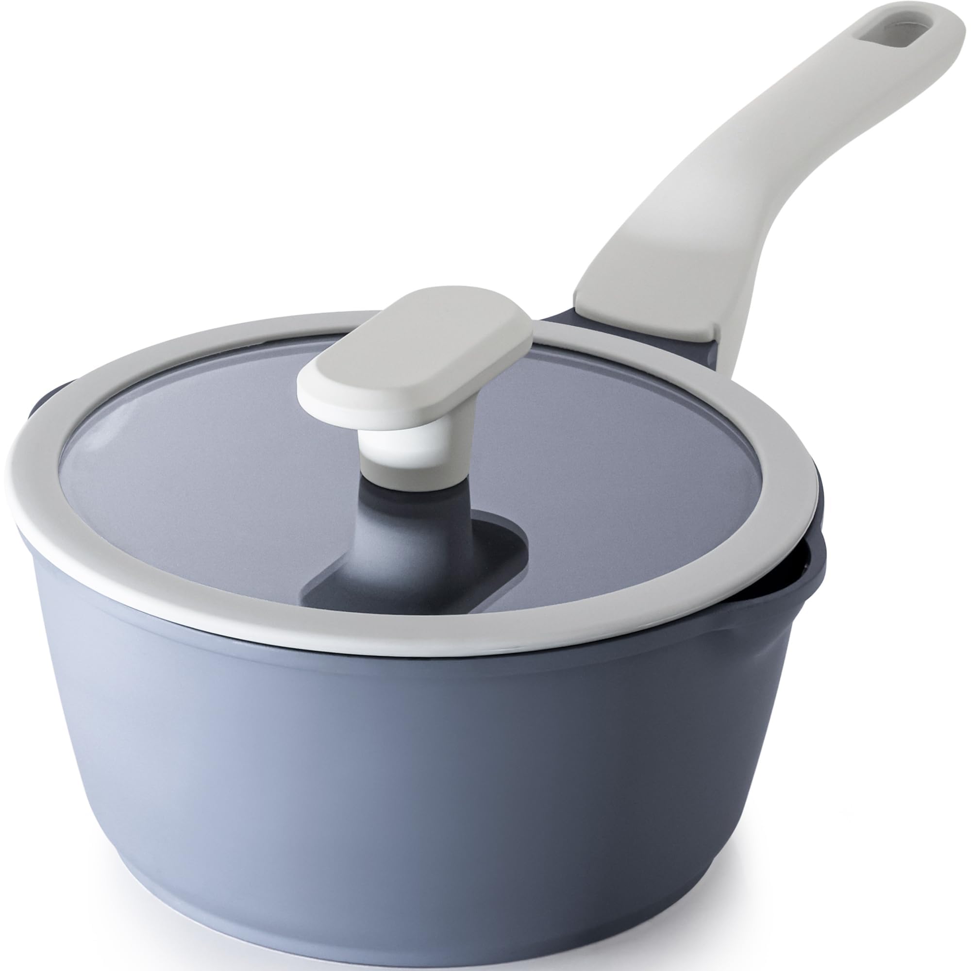 Photo 1 of ***MISSING HANDLE***PRICUSIS Nonstick Saucepan with Lid, 2 Quart Ceramic Sauce Pan, Non Toxic Sauce Pot with Pour Spouts for Multipurpose Use, PTFE, PFOA & PFAS Free, Induction Compatible.